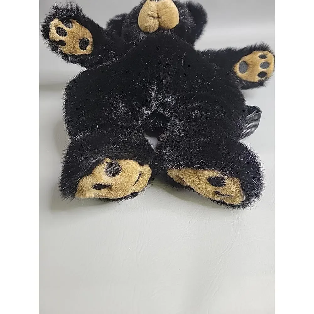 The Bearington Collection Rocky Teddy Bear Plush Stuffed Animal Backpack Black